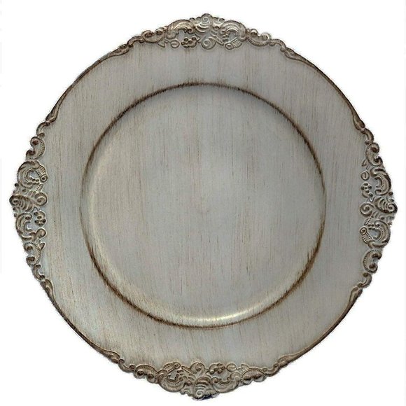 Antique Grey Round Vintage Charger Plates - Picture 1 of 1